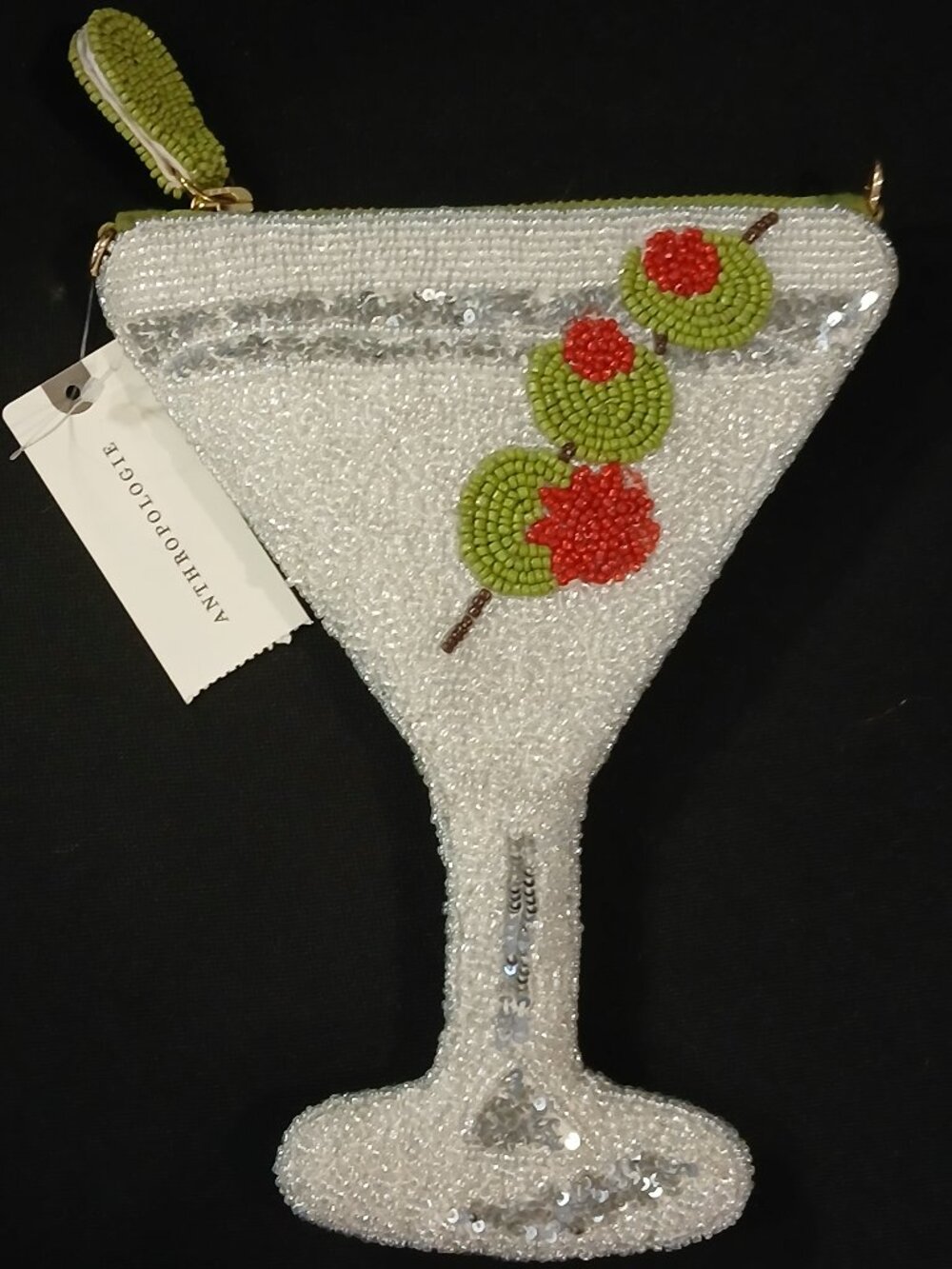NWT Anthropologie Maeve BeadedMartini Shaped Crossbody Bag *Small*
